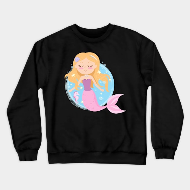 Cute Mermaid Art Crewneck Sweatshirt by BrightLightArts